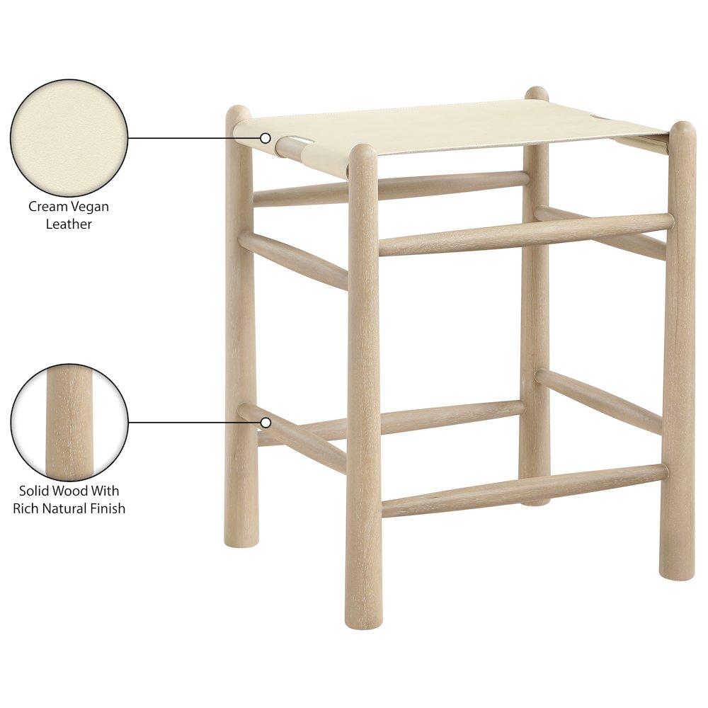 Santos Cream Vegan Leather Upholstered Counter Stool