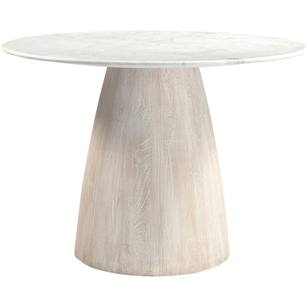 Liona 42" White Marble And Mango Wood Dining Table