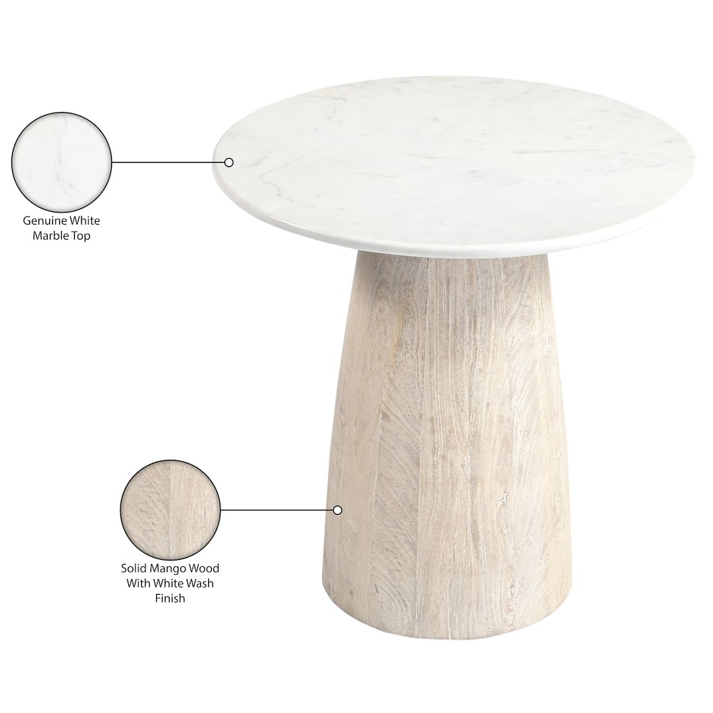 Liona White Marble And Mango Wood End Table