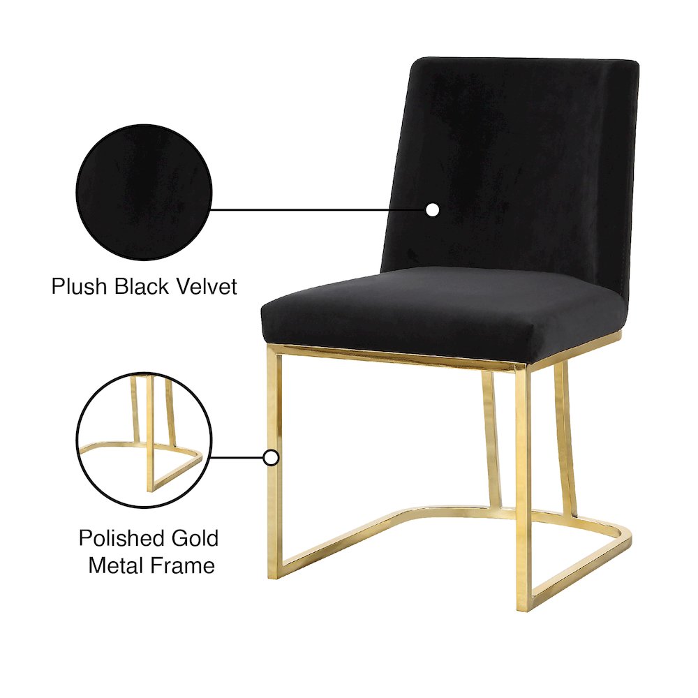 Heidi Black Velvet Dining Chair, Set of 2