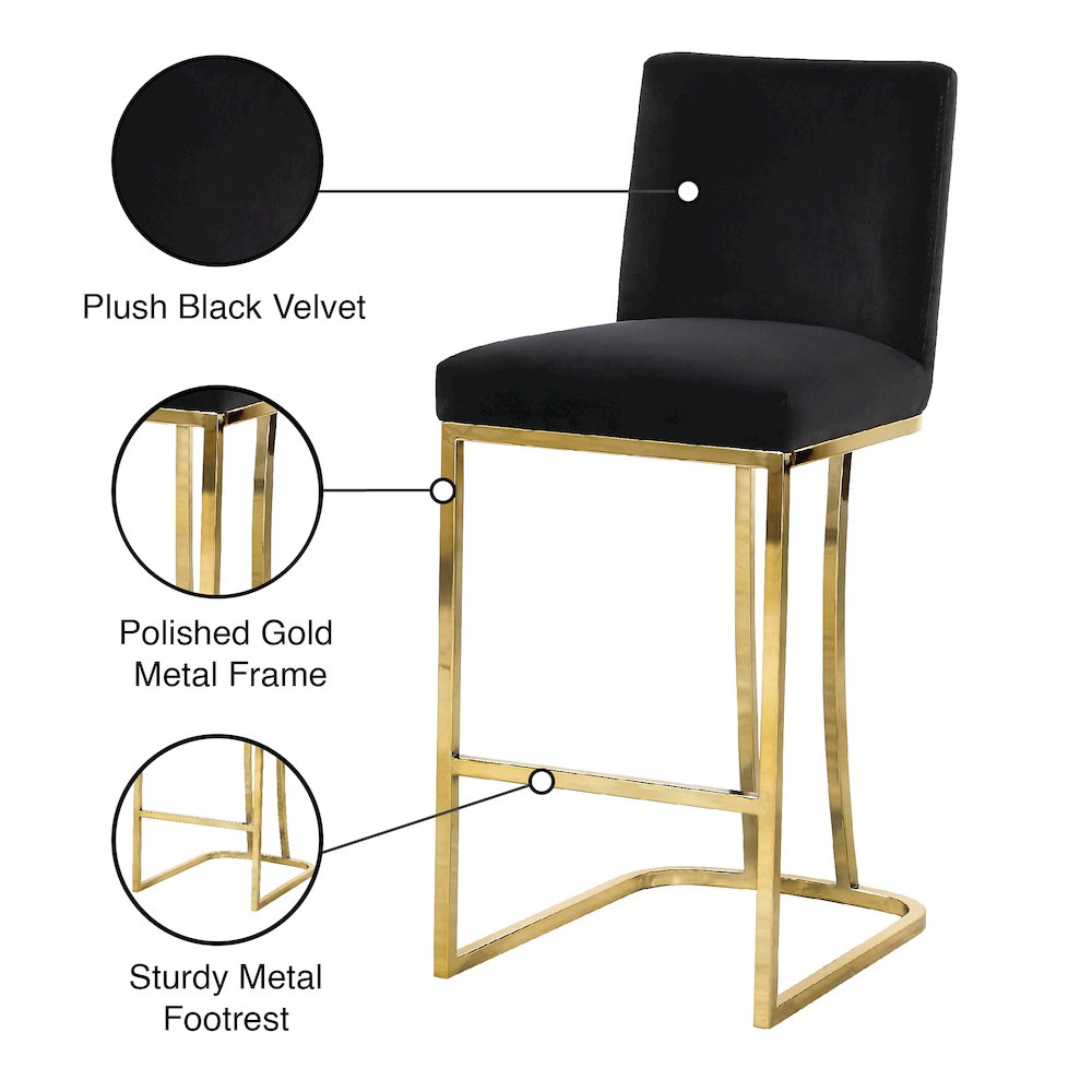 Heidi Black Velvet Stool