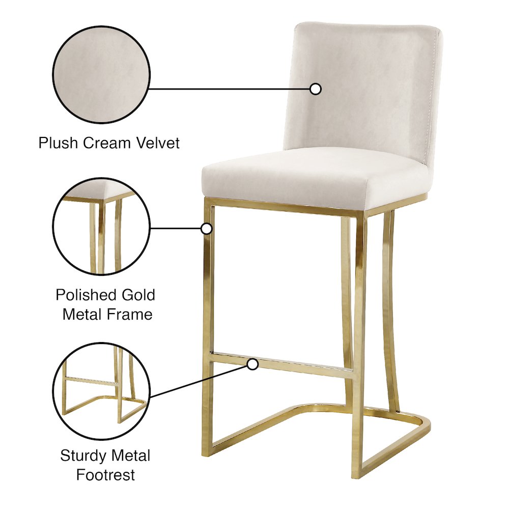 Heidi Cream Velvet Stool