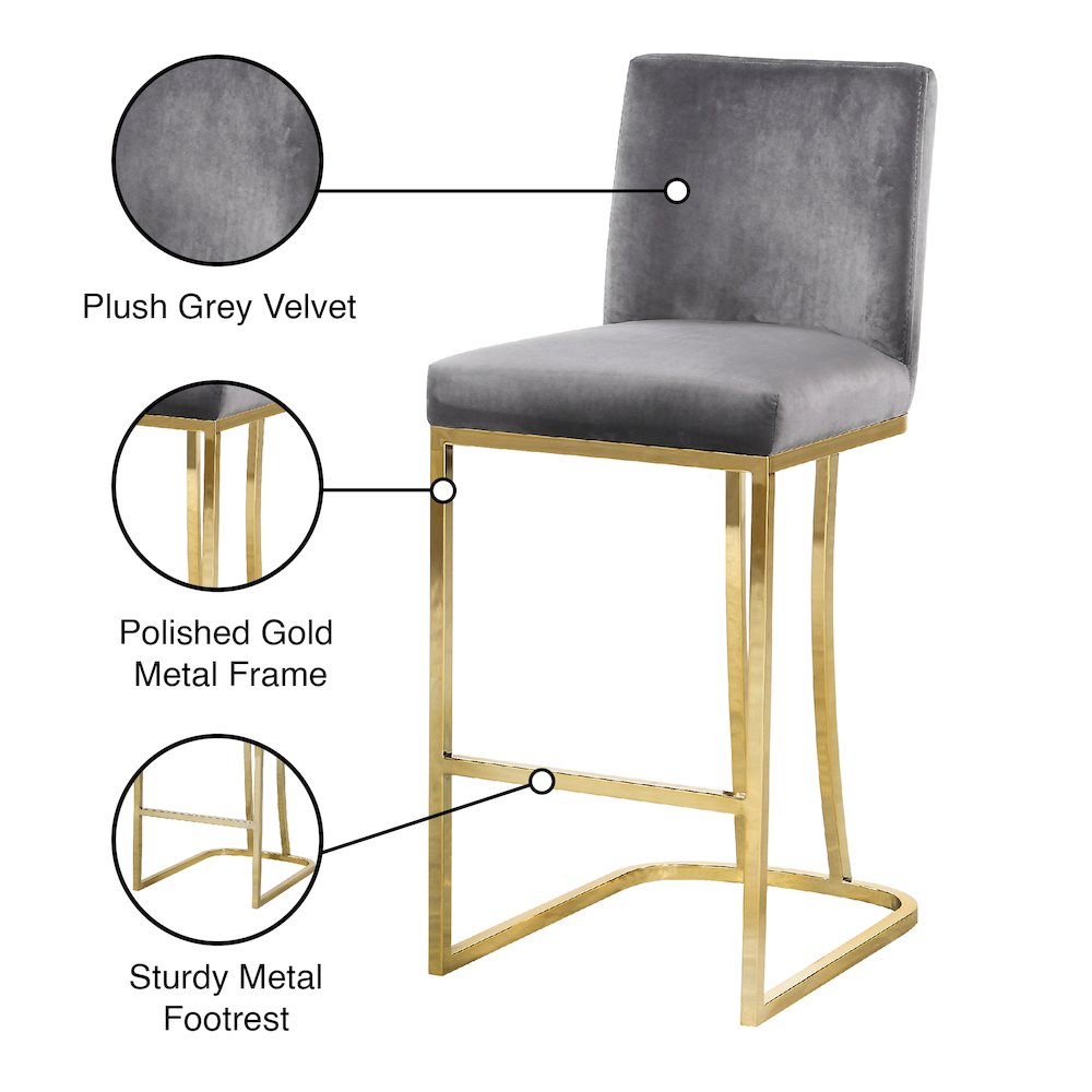 Heidi Grey Velvet Stool