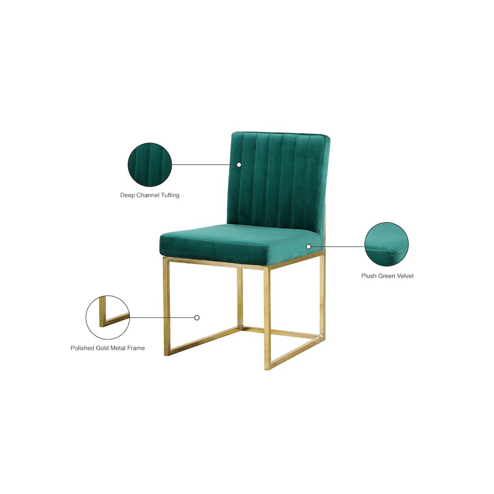 Giselle Green Velvet Dining Chair, Set of 2