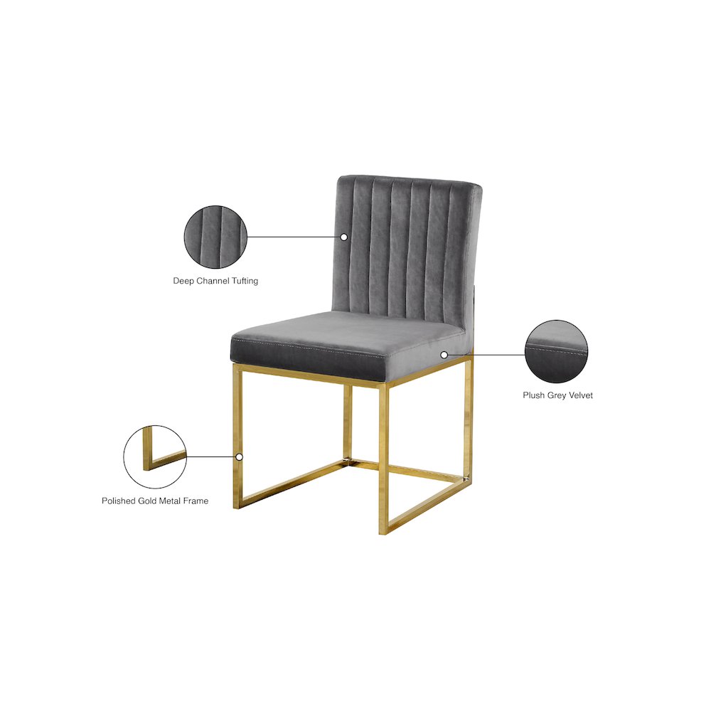 Giselle Grey Velvet Dining Chair, Set of 2