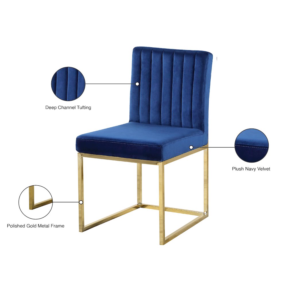 Giselle Navy Velvet Dining Chair, Set of 2