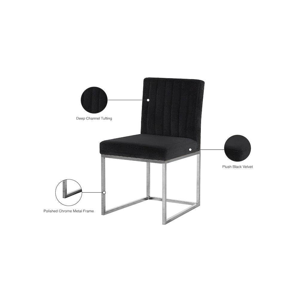 Giselle Black Velvet Dining Chair, Set of 2