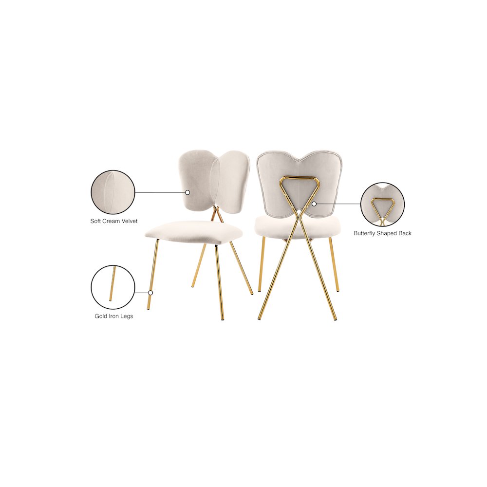 Angel Cream Velvet Dining Chair, Set of 2