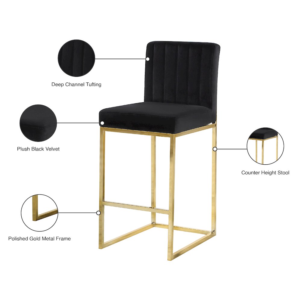 Giselle Black Velvet Stool