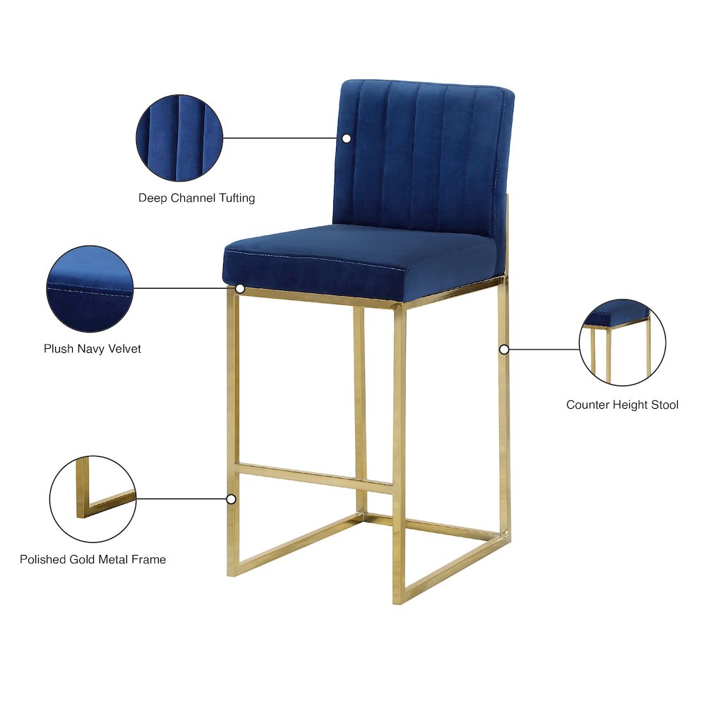 Giselle Navy Velvet Stool