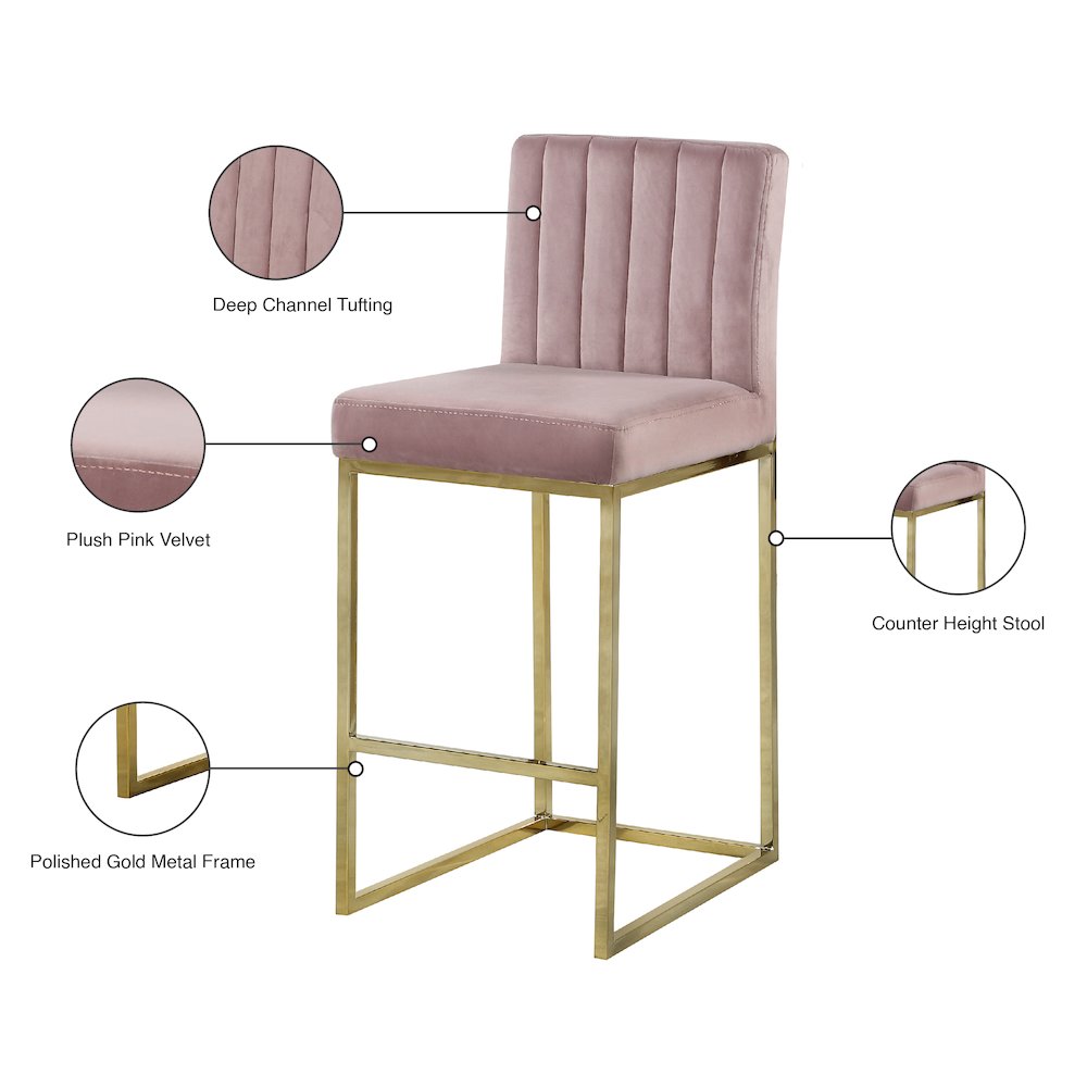 Giselle Pink Velvet Stool