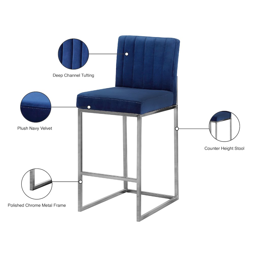 Giselle Navy Velvet Stool