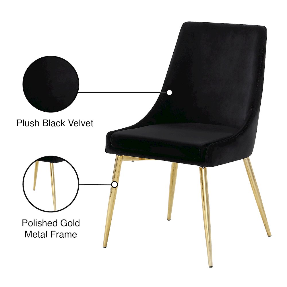 Karina Black Velvet Dining Chair, Set of 2