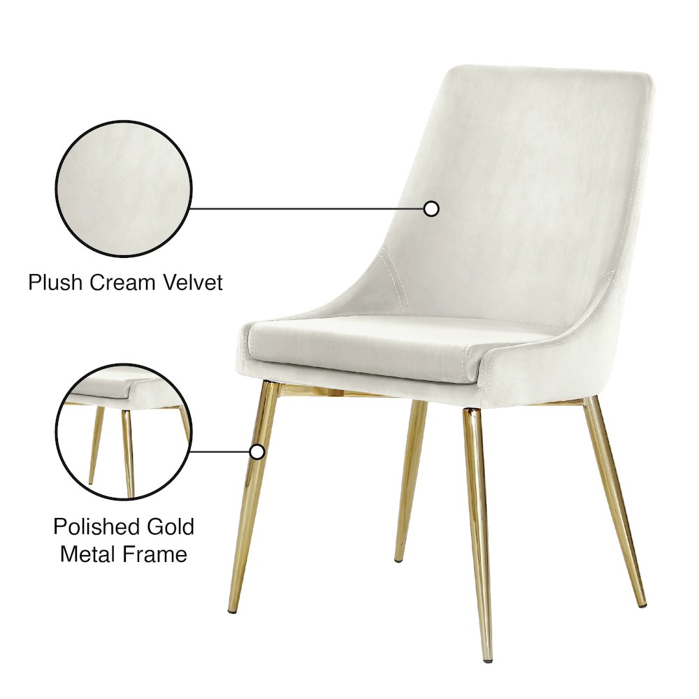 Karina Cream Velvet Dining Chair, Set of 2
