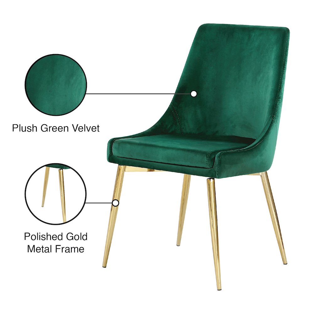 Karina Green Velvet Dining Chair, Set of 2