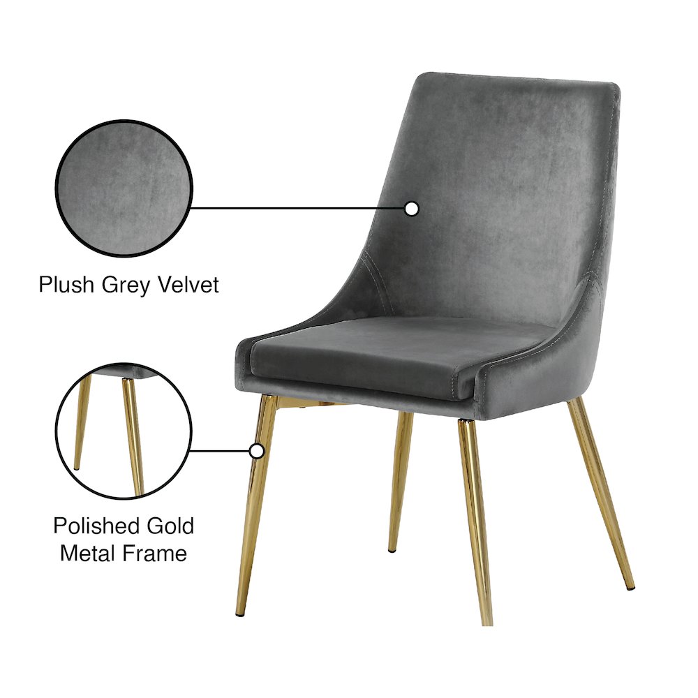 Karina Grey Velvet Dining Chair, Set of 2