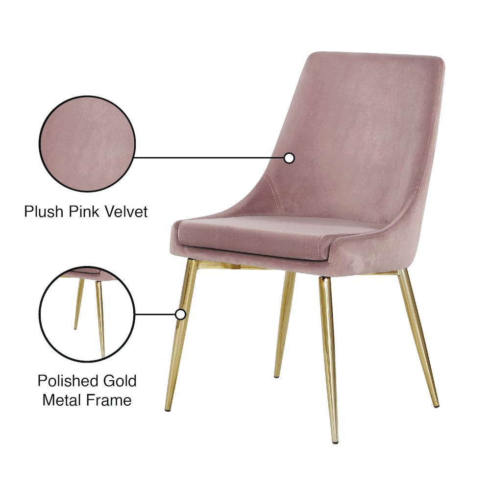 Karina Pink Velvet Dining Chair, Set of 2