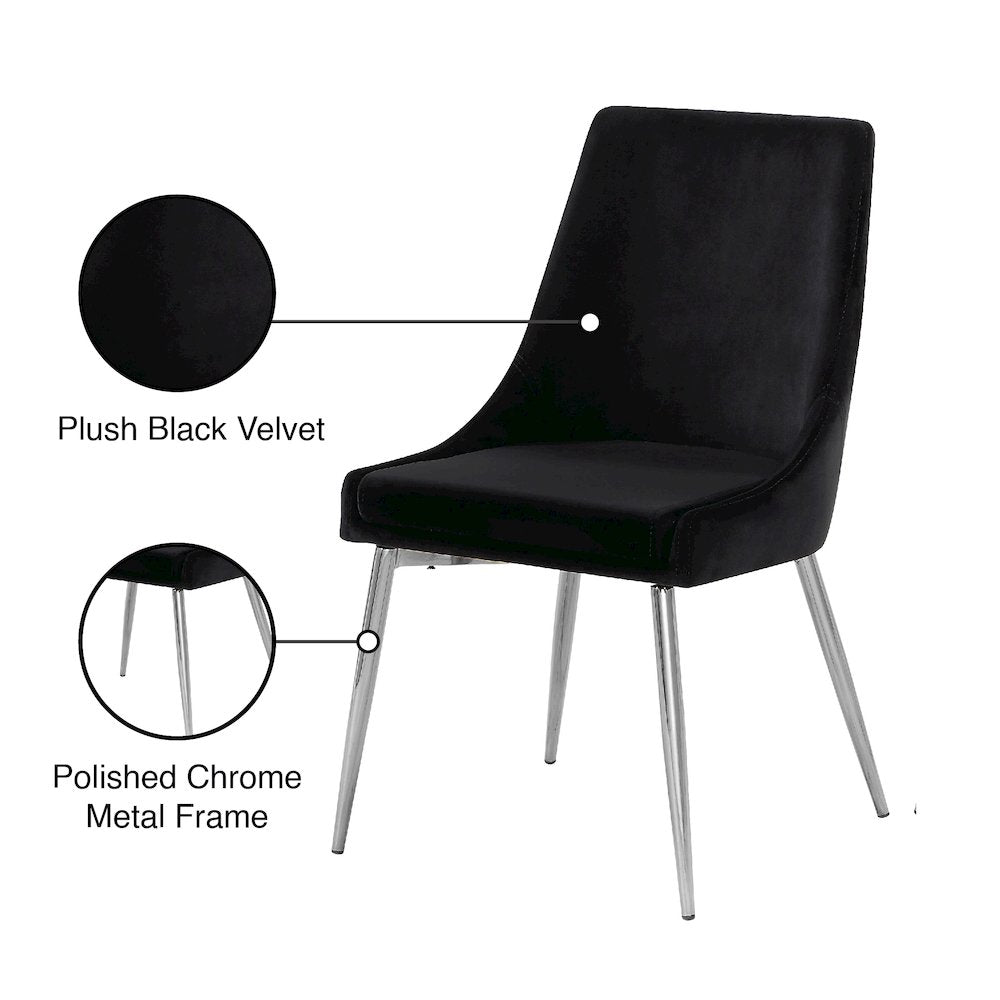Karina Black Velvet Dining Chair, Set of 2