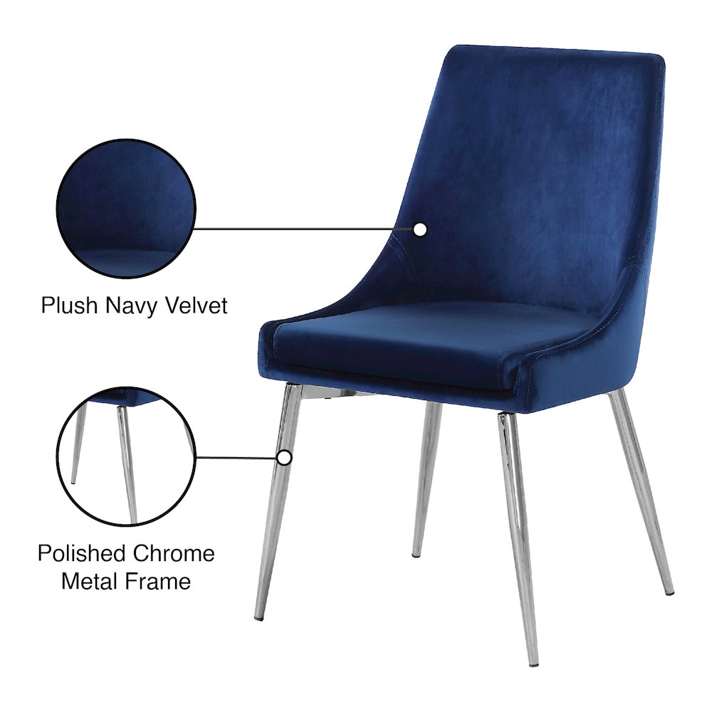 Karina Navy Velvet Dining Chair, Set of 2