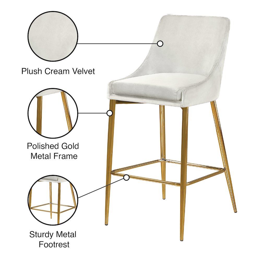 Karina Cream Velvet Stool, Set of 2