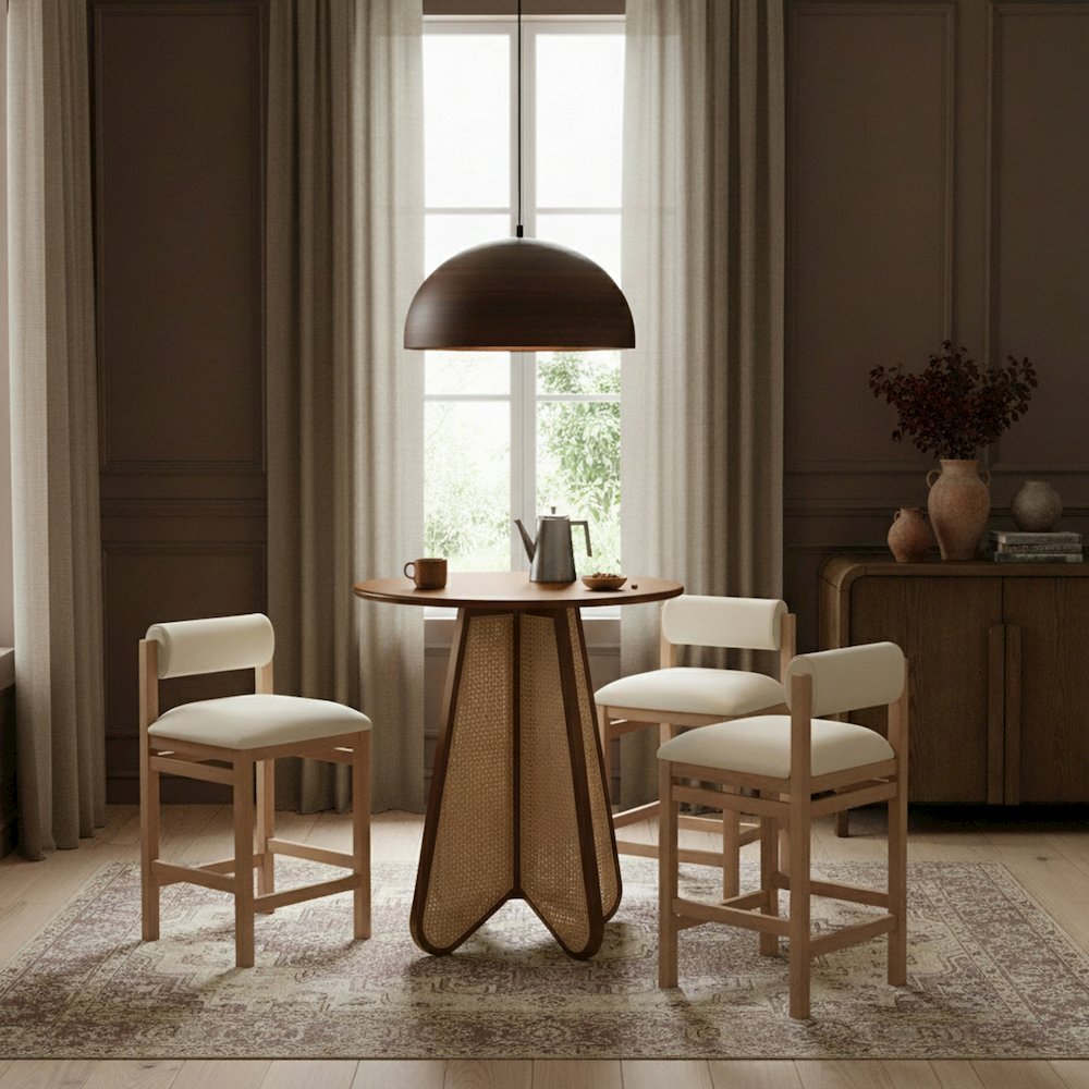 Butterfly 36" Brown / Natural Solid Wood And Natural Cane Bar Height Table