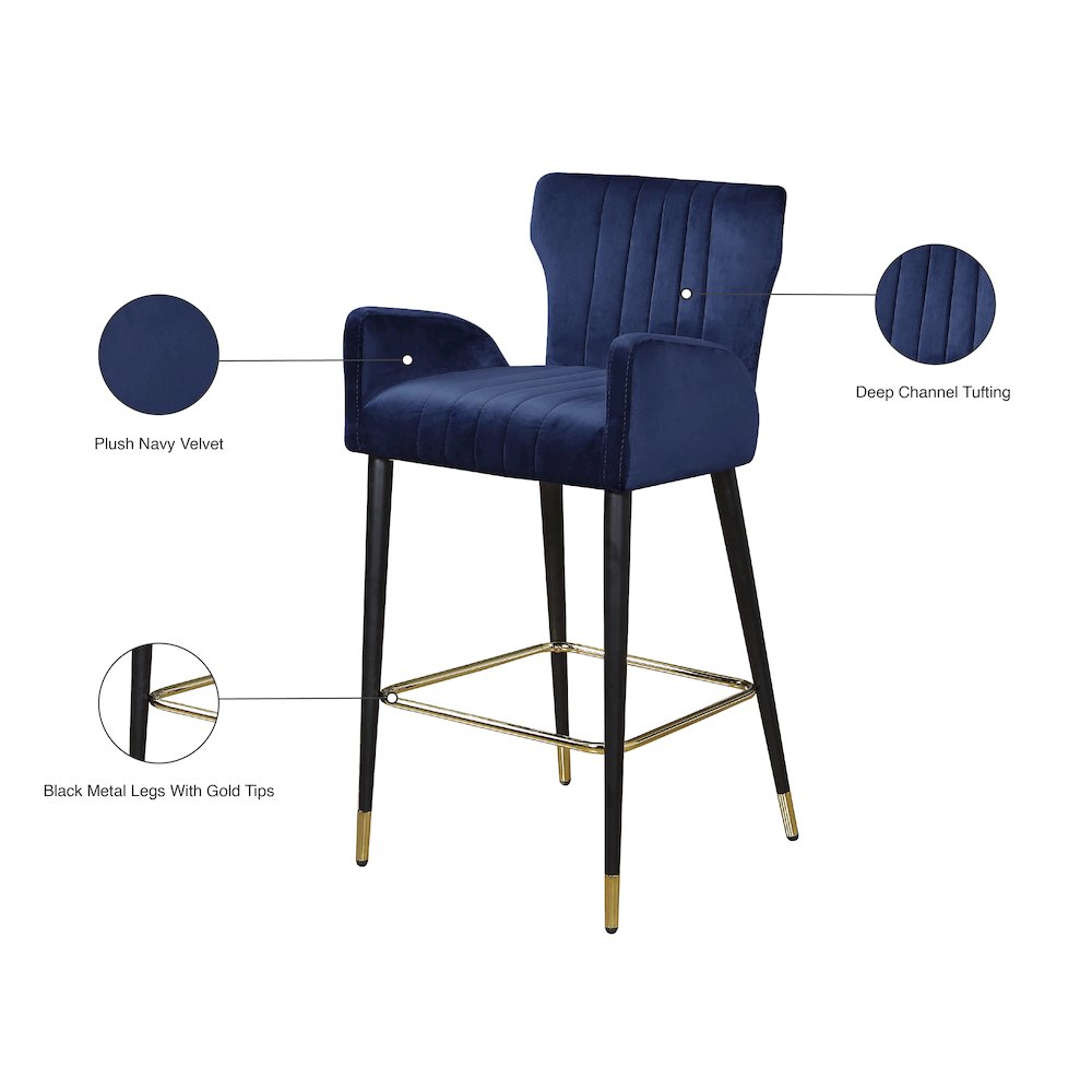 Luxe Navy Velvet Stool, Set of 2