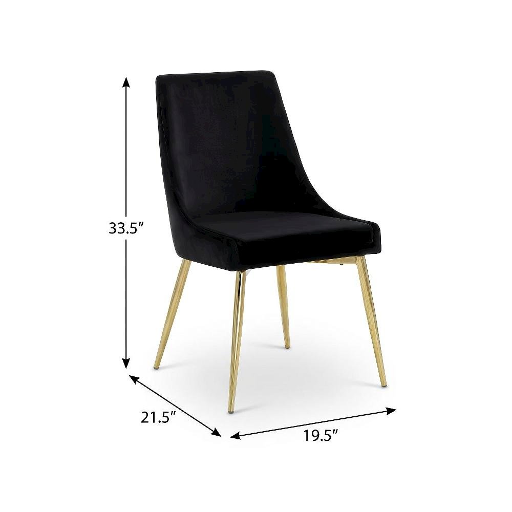 Gold Velvet Dining Chair Set of 2 with Contemporary Design and Cushioned Seats