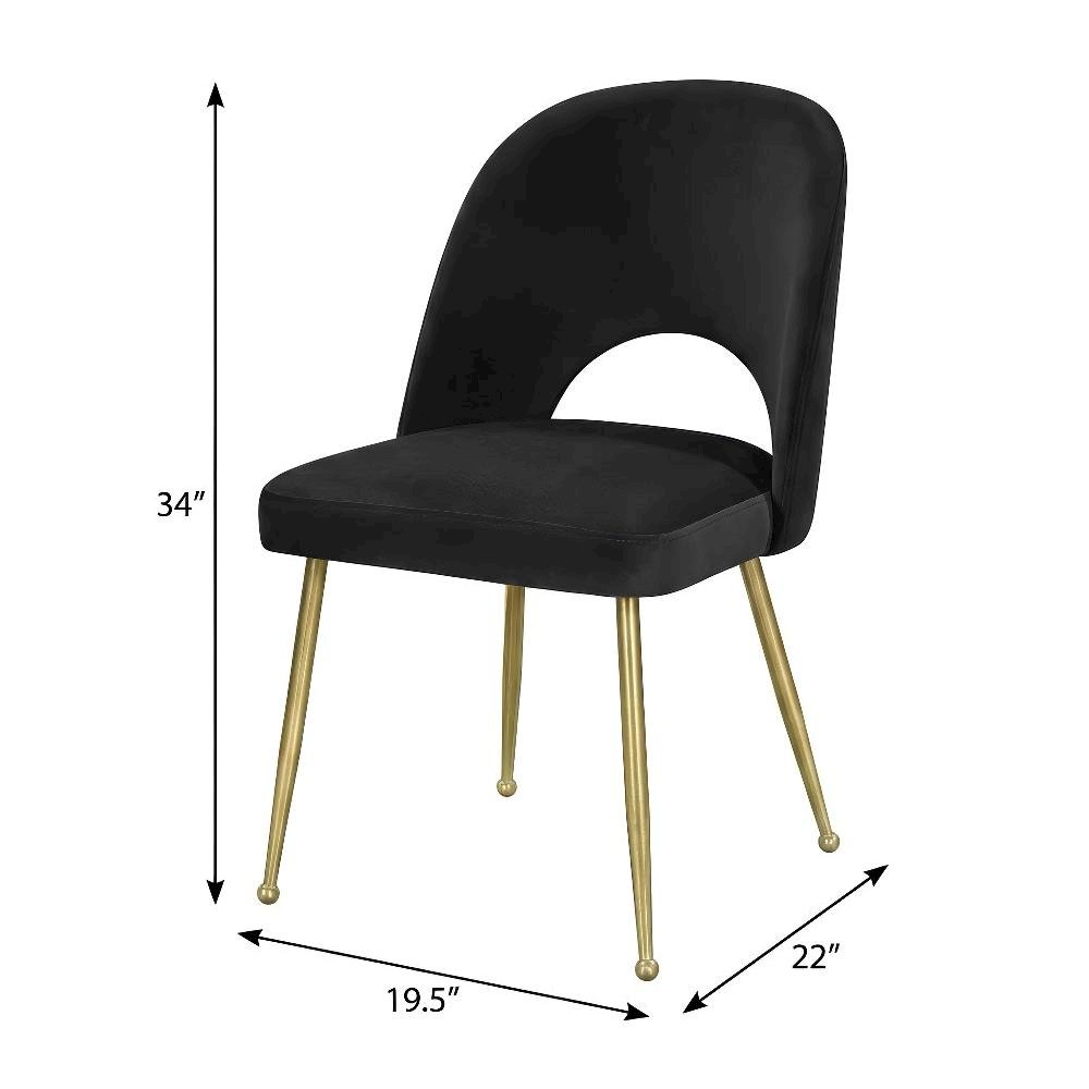 Gold Velvet Dining Chair Set of 2 with Contemporary Design and Cushioned Seat