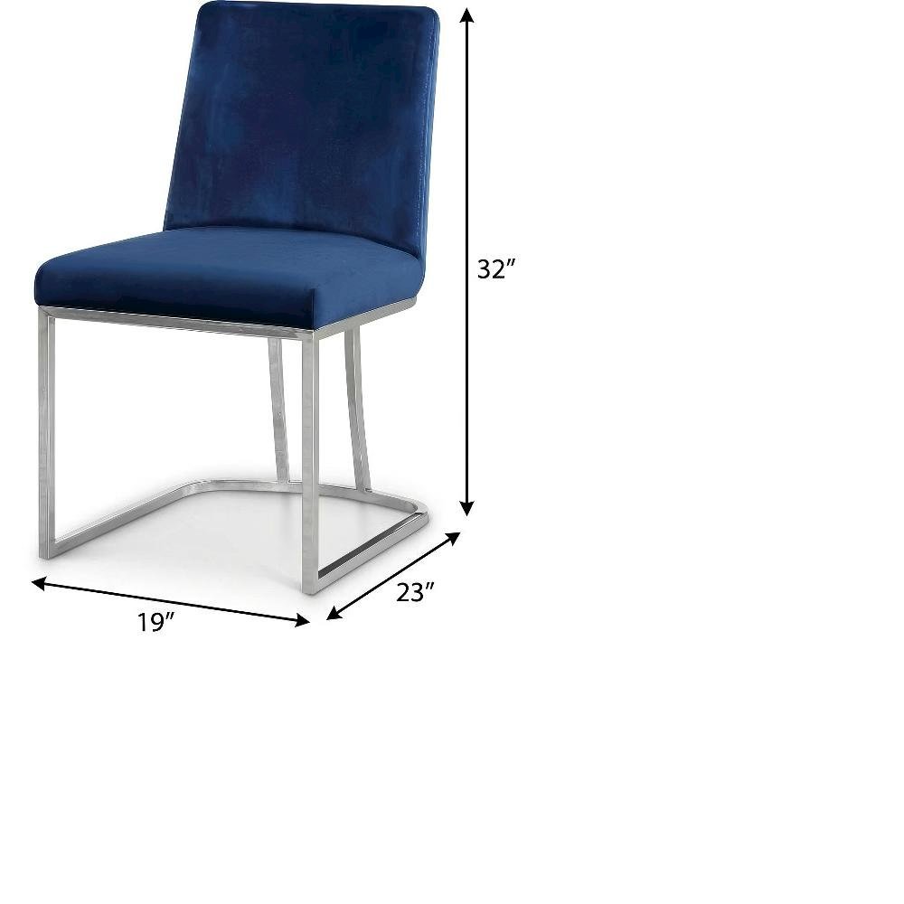 Chrome Velvet Dining Chair Set of 2 with Cushioned Seat and Contemporary Design