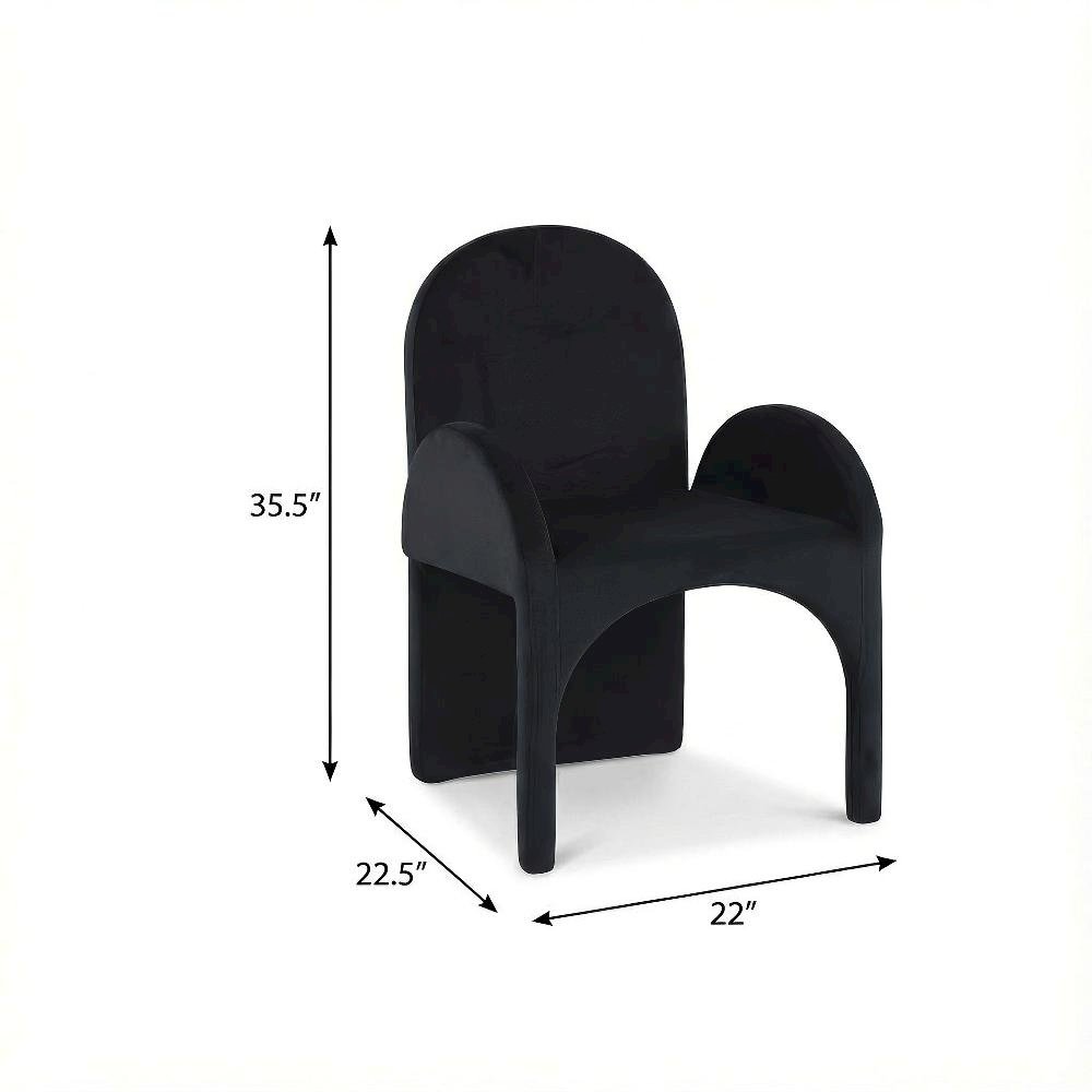 Black Velvet Dining Arm Chairs Set of 2 with Contemporary Style