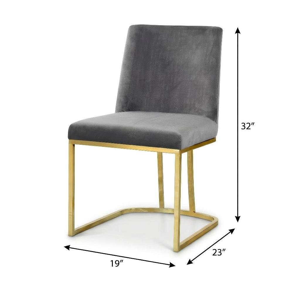 Gold Velvet Dining Chair Set of 2 with Contemporary Back Design
