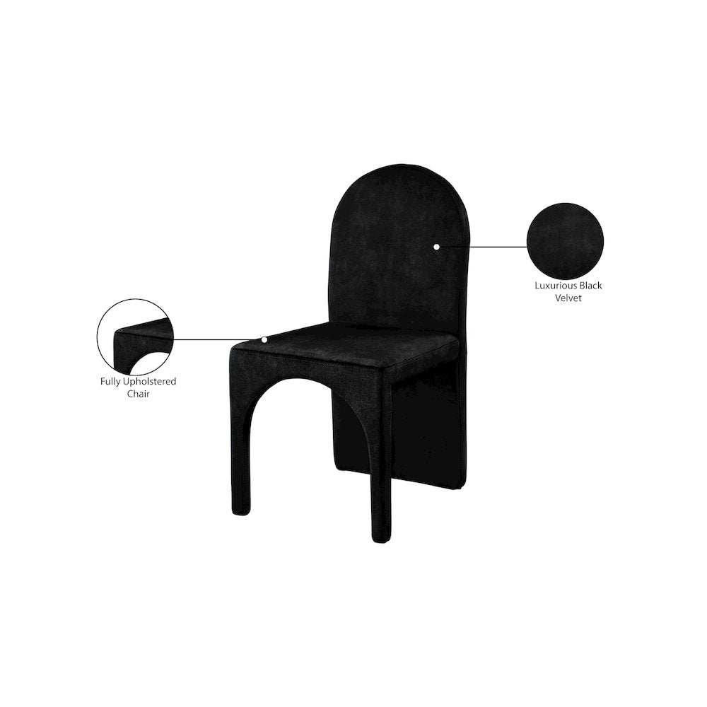 Summer Black Velvet Dining Side Chair, Set of 2
