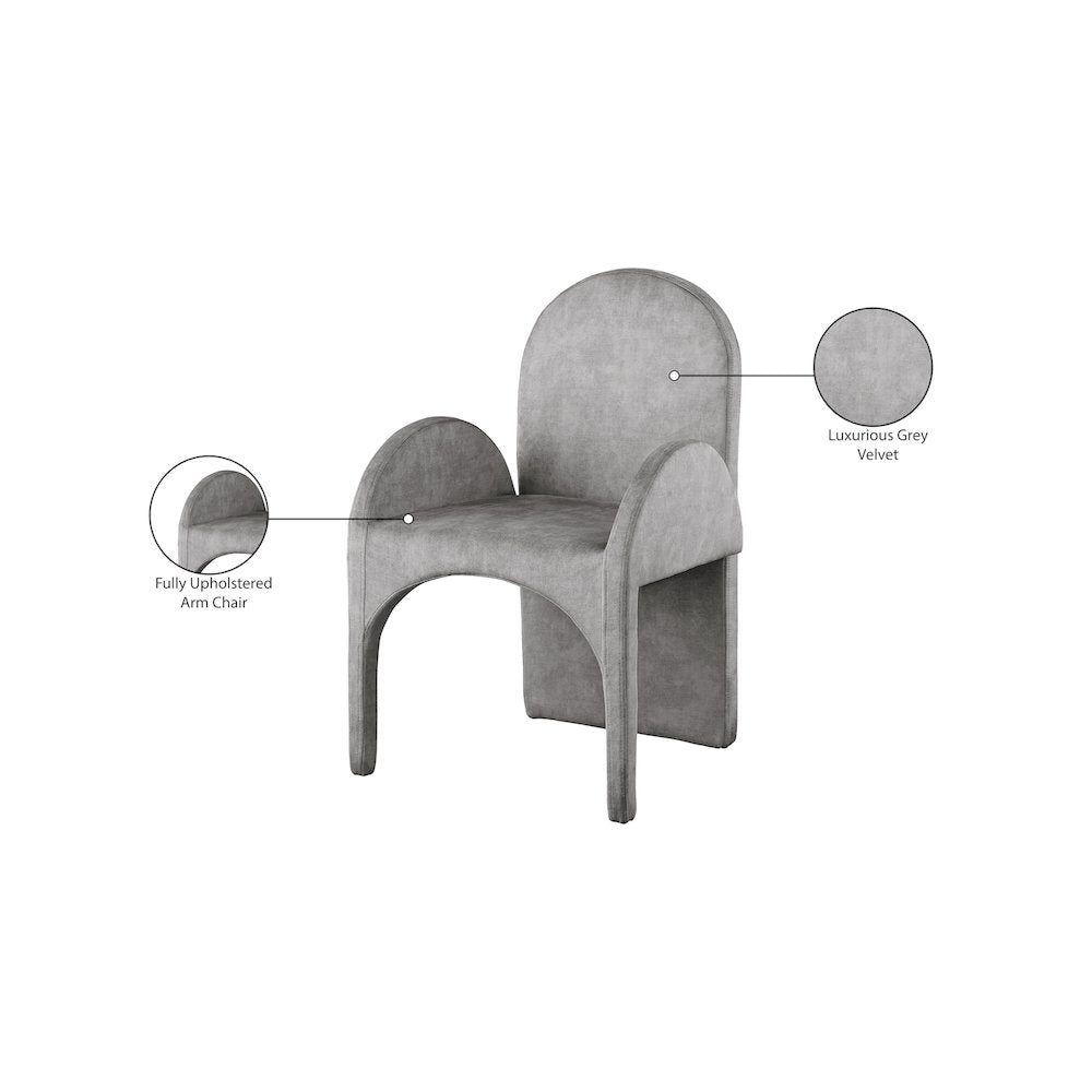 Summer Grey Velvet Dining Arm Chair, Set of 2