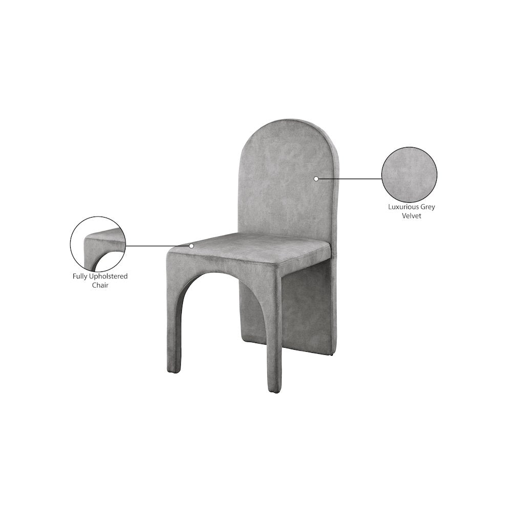 Summer Grey Velvet Dining Side Chair, Set of 2