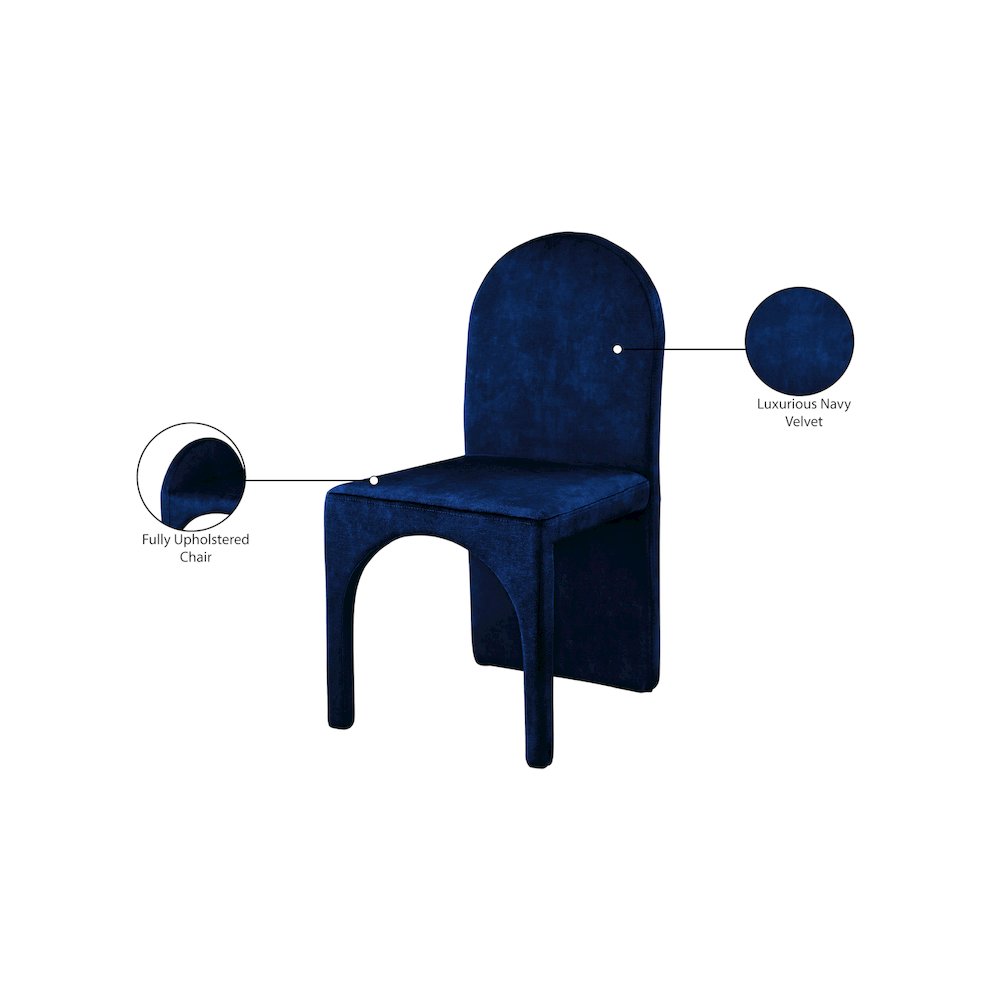 Summer Navy Velvet Dining Side Chair, Set of 2