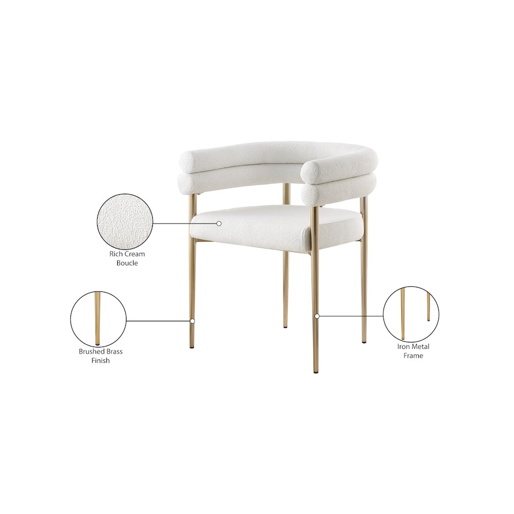 Brielle Cream Boucle Fabric Dining Chair, Set of 2
