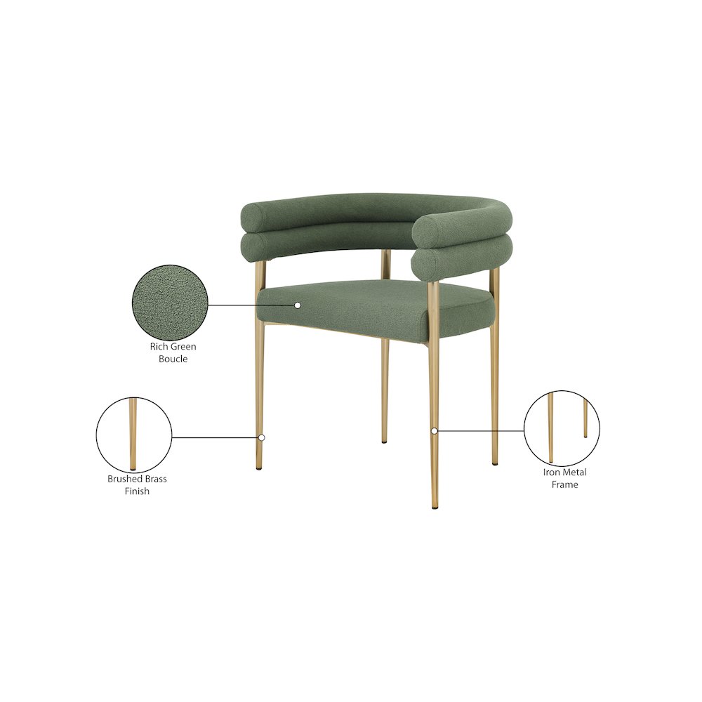 Brielle Green Boucle Fabric Dining Chair, Set of 2