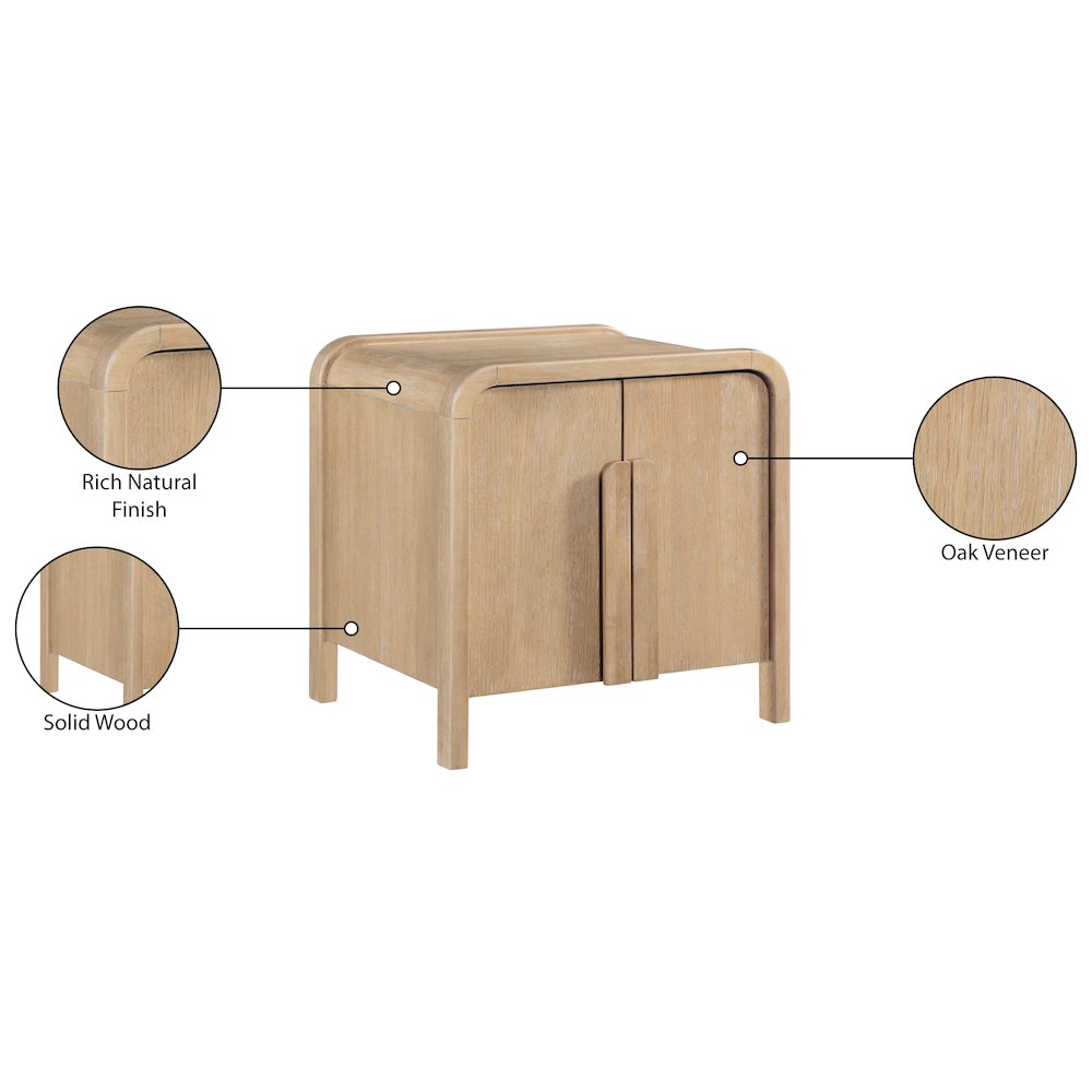Harmony Natural Oak Veneer Rubberwood Night Stand