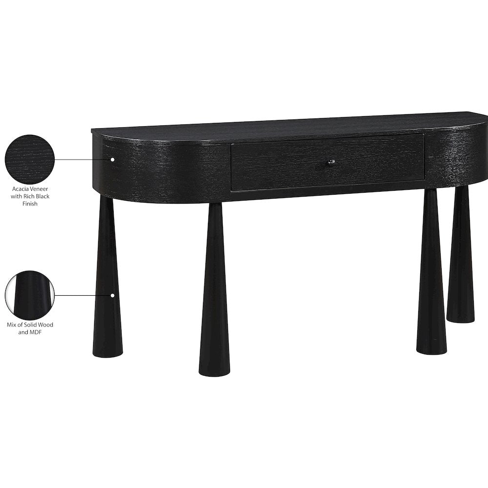 Oasis Black Acacia Veneer And Solid Wood Console Table
