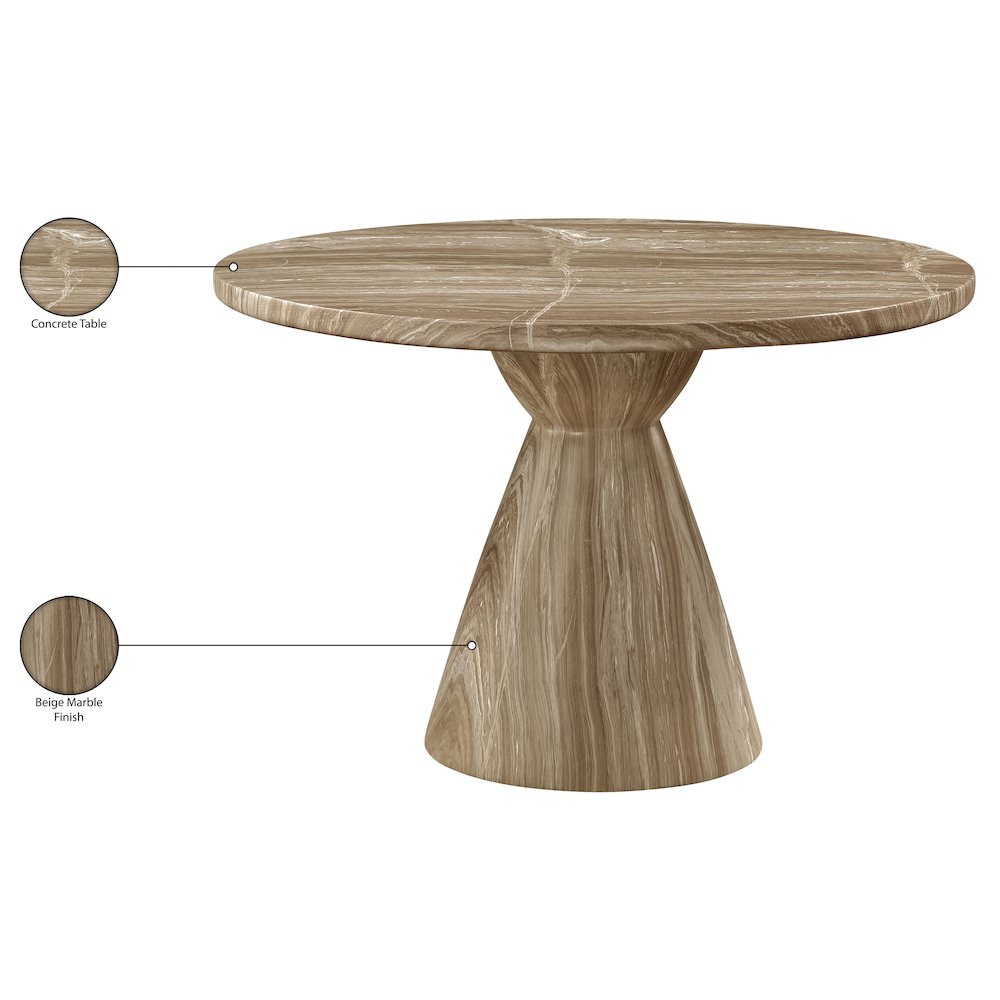 Aquino 43.5" Beige Concrete Indoor/Outdoor Dining Table