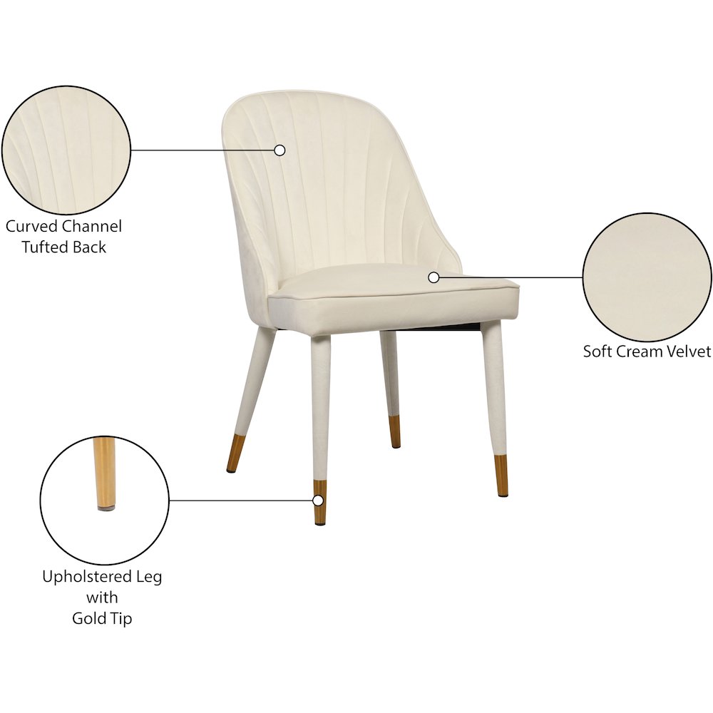 Belle Cream Velvet Dining Chair, Set of 2