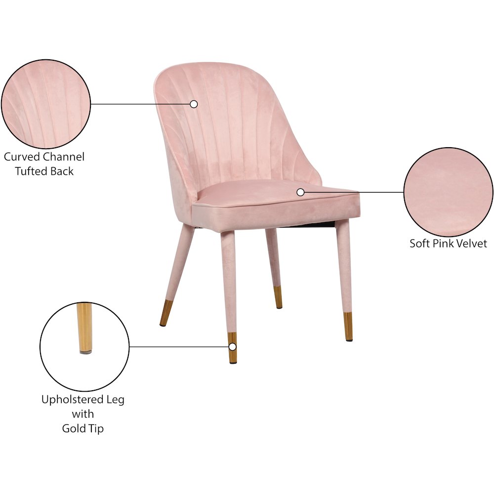 Belle Pink Velvet Dining Chair, Set of 2
