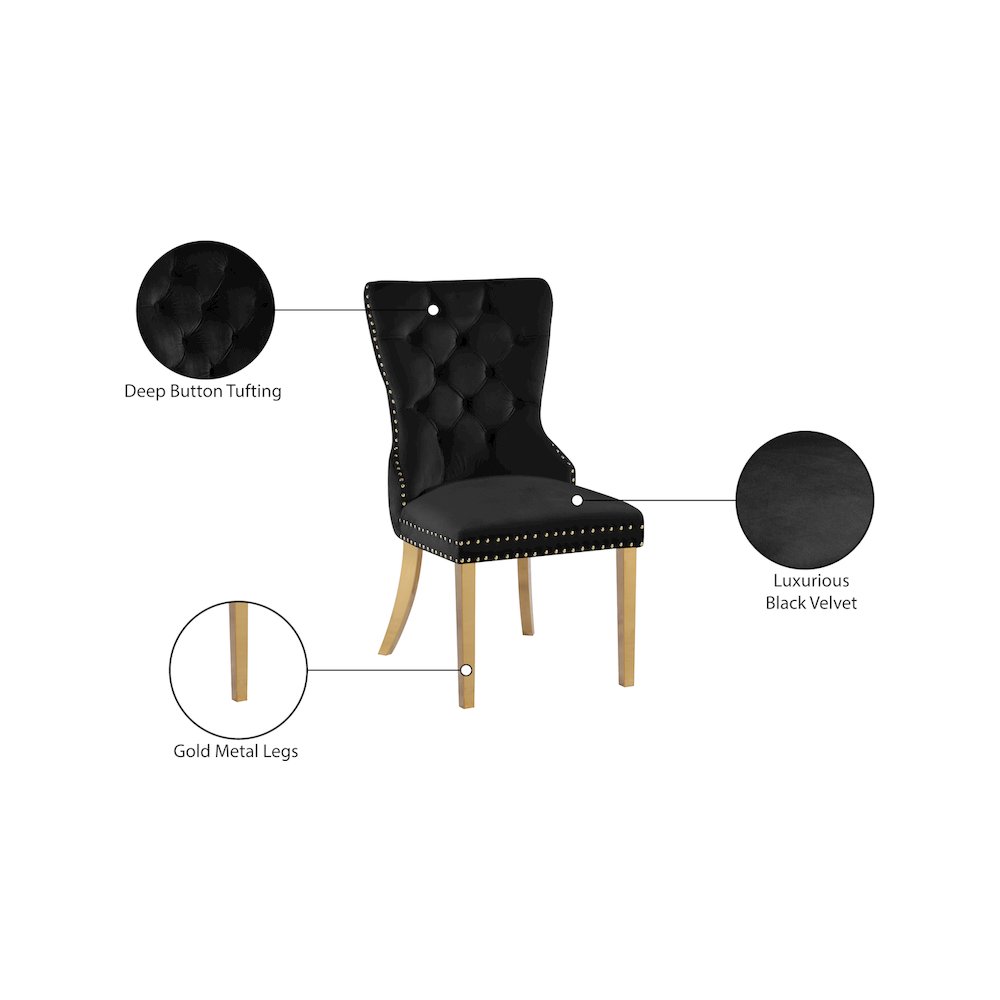 Carmen Black Velvet Dining Chairs, Set of 2