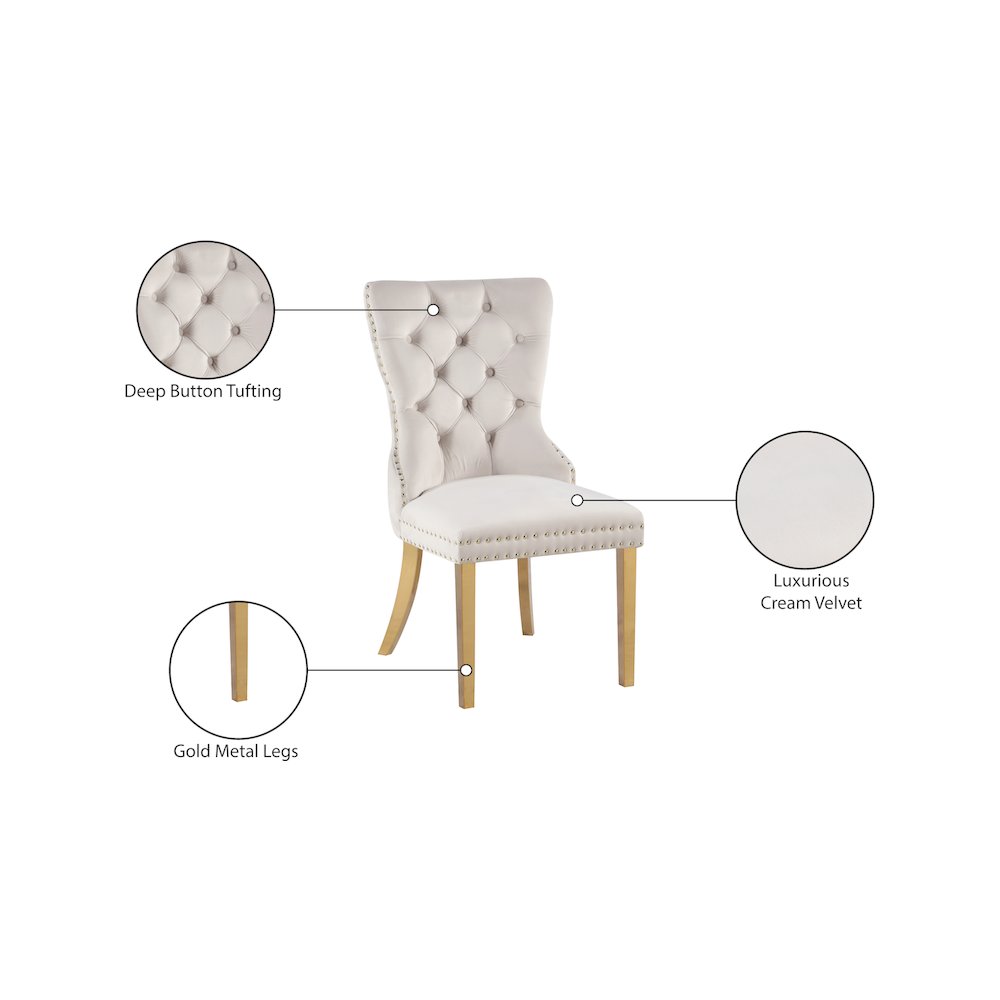 Carmen Cream Velvet Dining Chairs, Set of 2