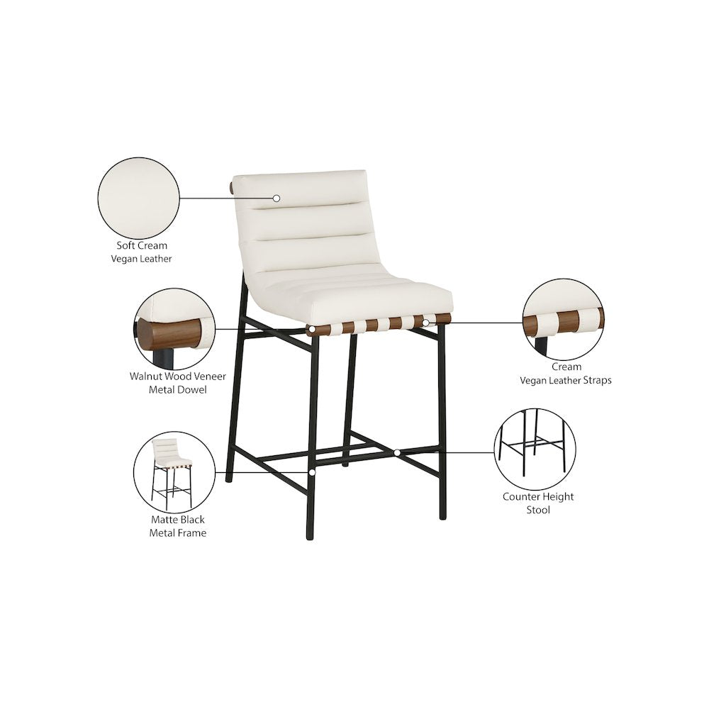 Burke Cream Vegan Leather Counter Stool