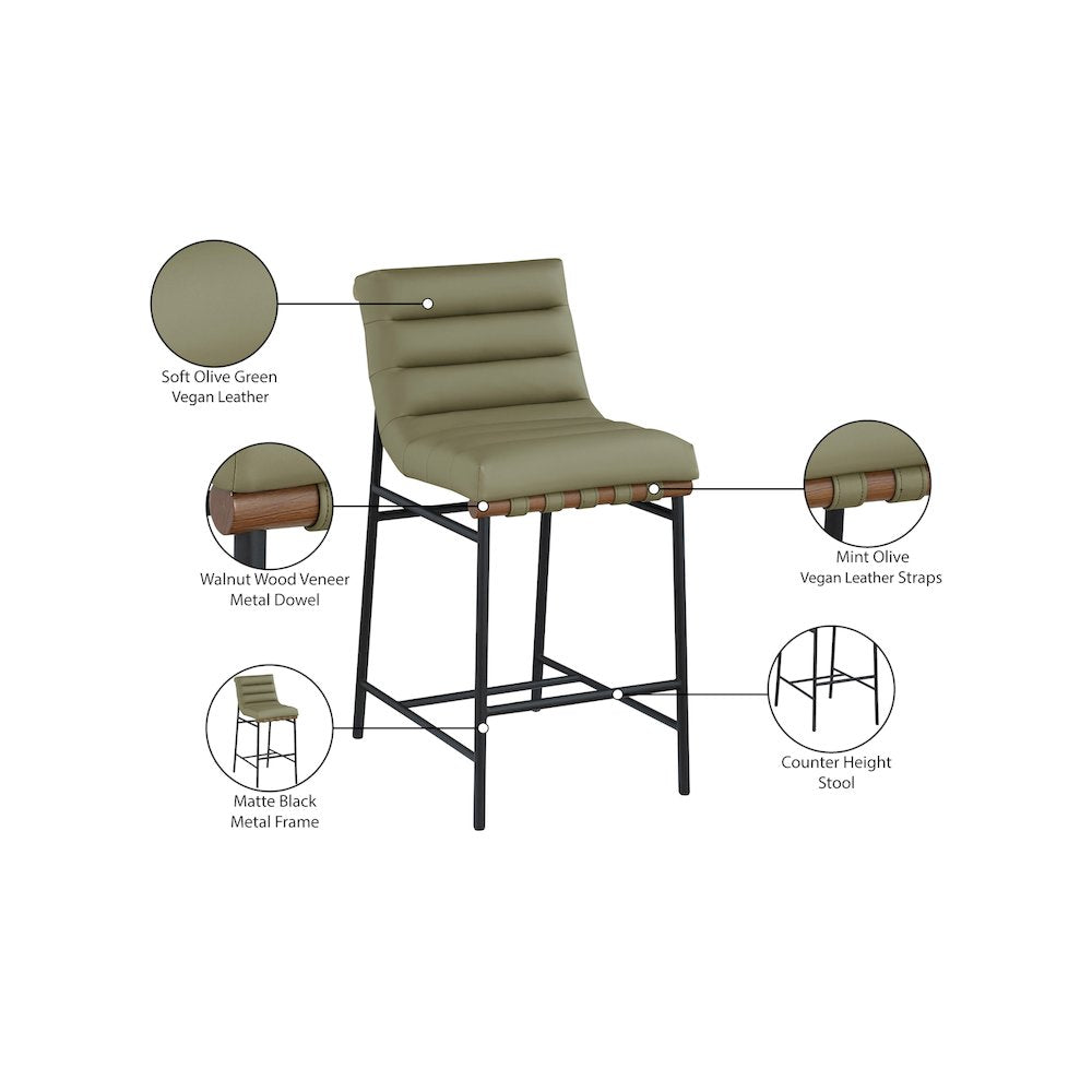 Burke Green Vegan Leather Counter Stool