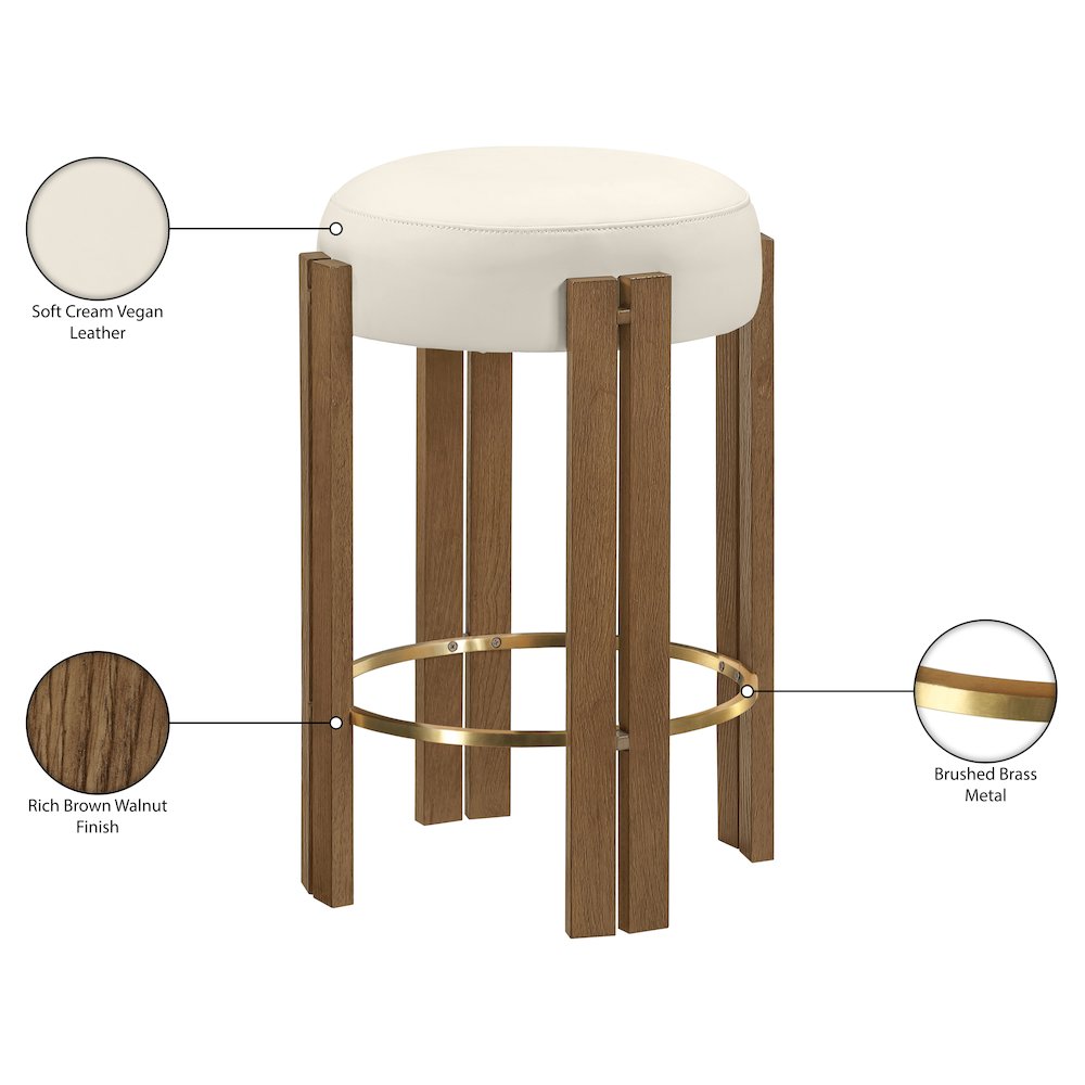 Harrison Cream Vegan Leather Upholstered Counter Stool