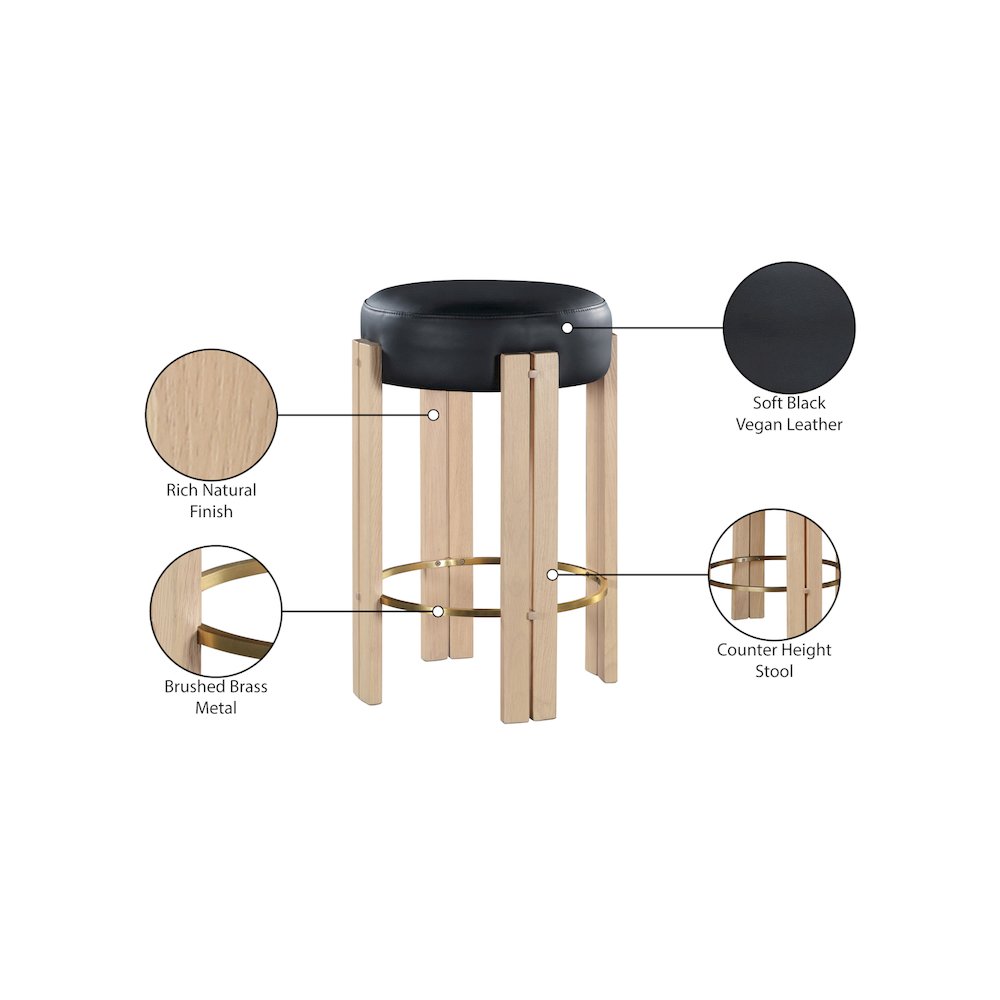 Harrison Black Vegan Leather Counter Stool