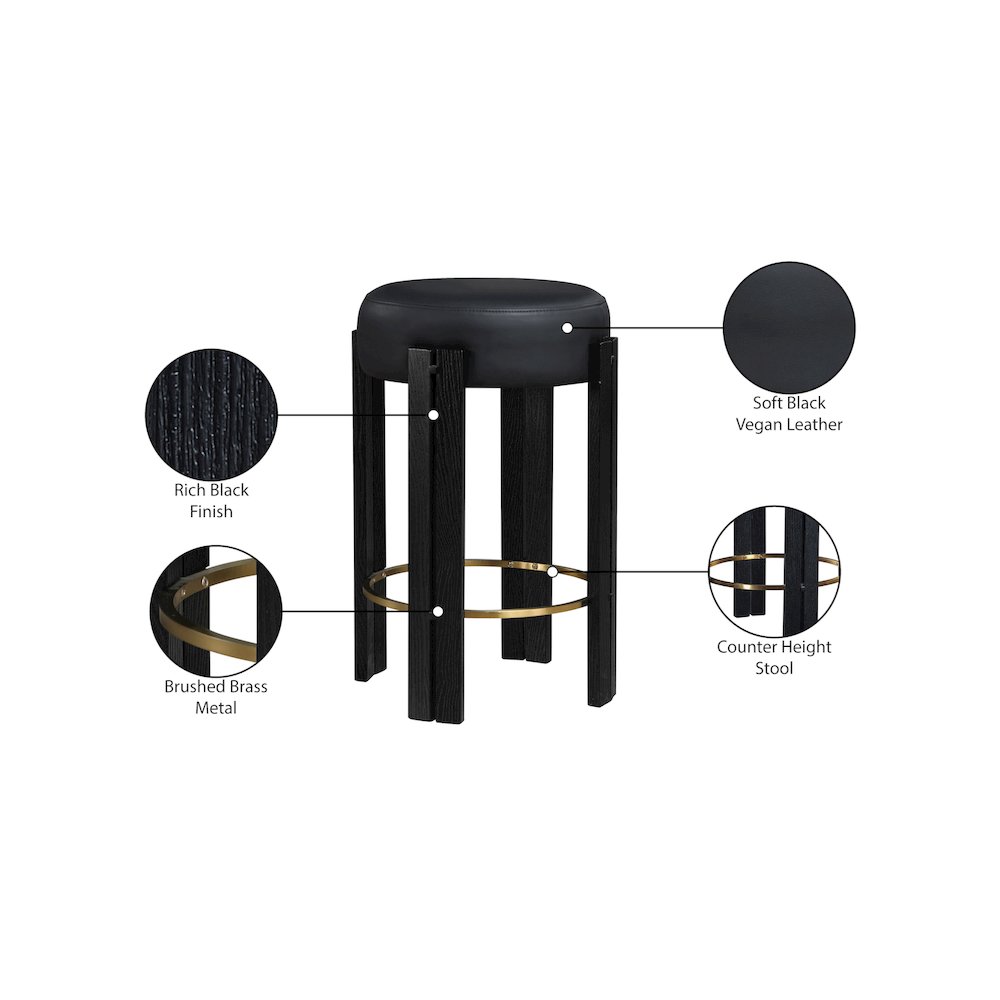 Harrison Black Vegan Leather Counter Stool