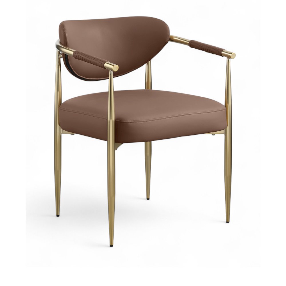 Virella Brown Vegan Leather Upholstered Dining Chair, Set of 2
